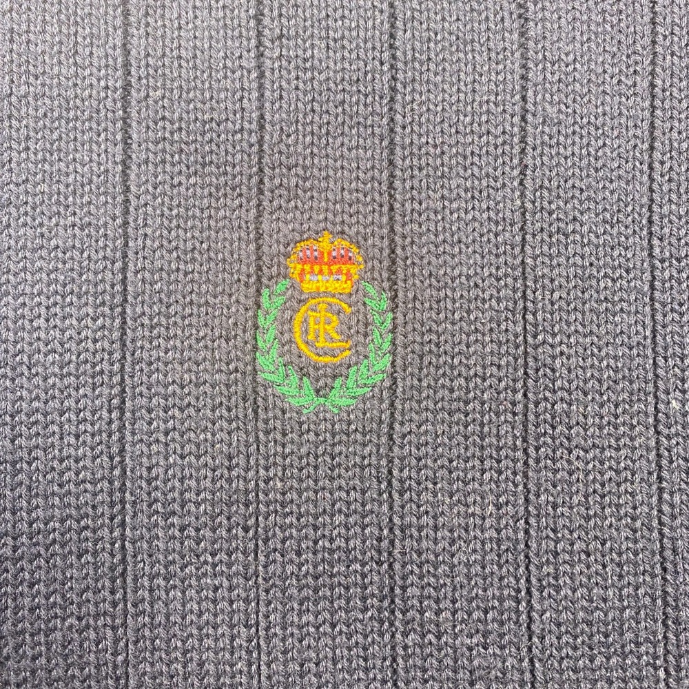 Vintage Chaps Ralph Lauren Navy Blue Ribbed Cotton Crest Sweater Mens Large READ - Picture 6 of 9